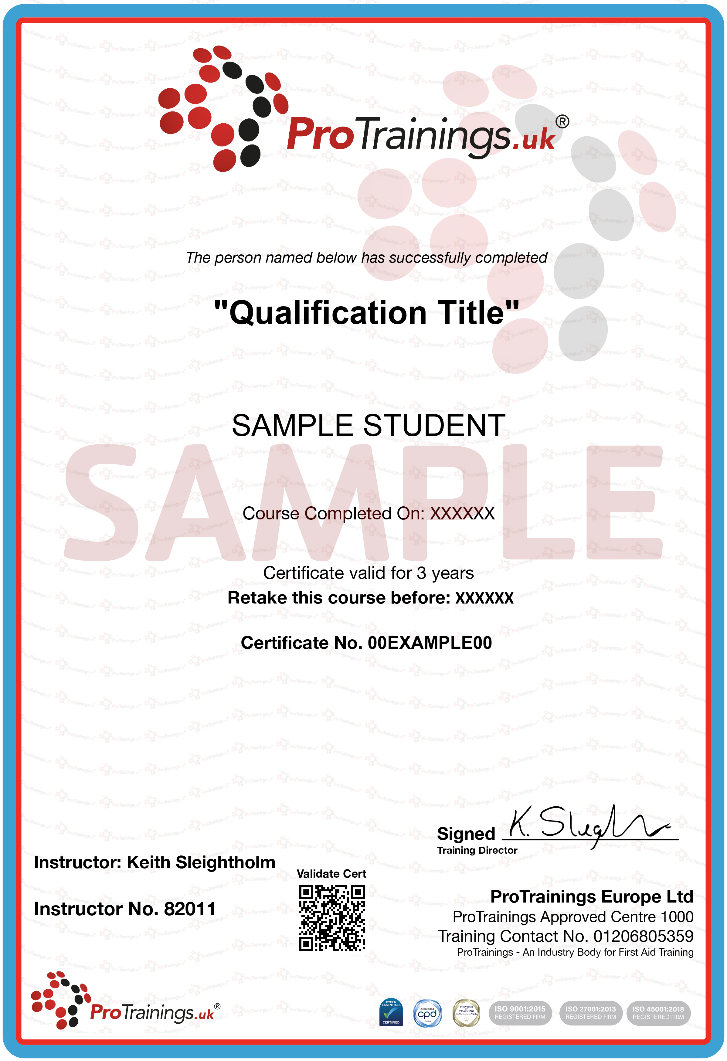 Sample Online Certificate