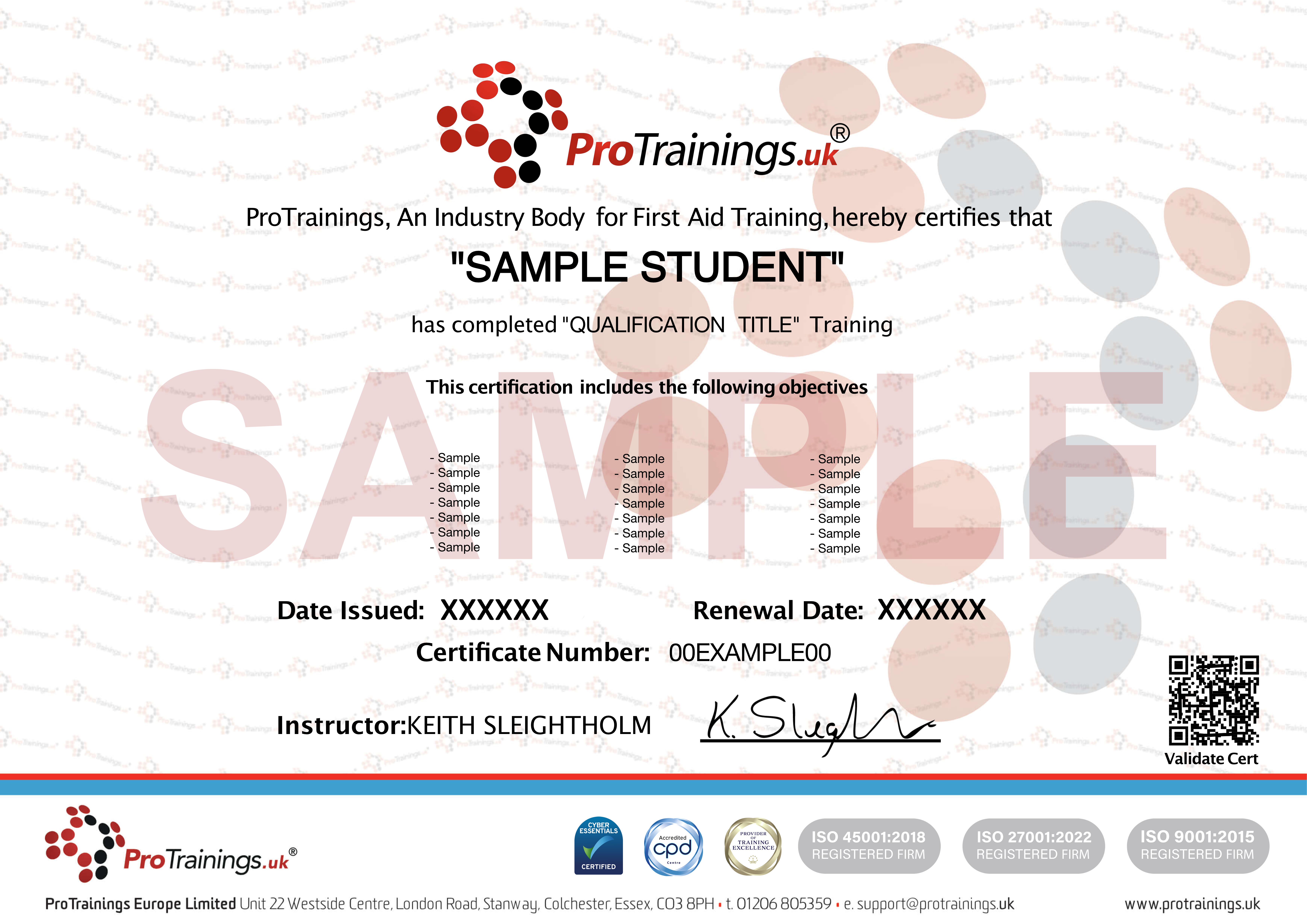 Sample Online Certificate